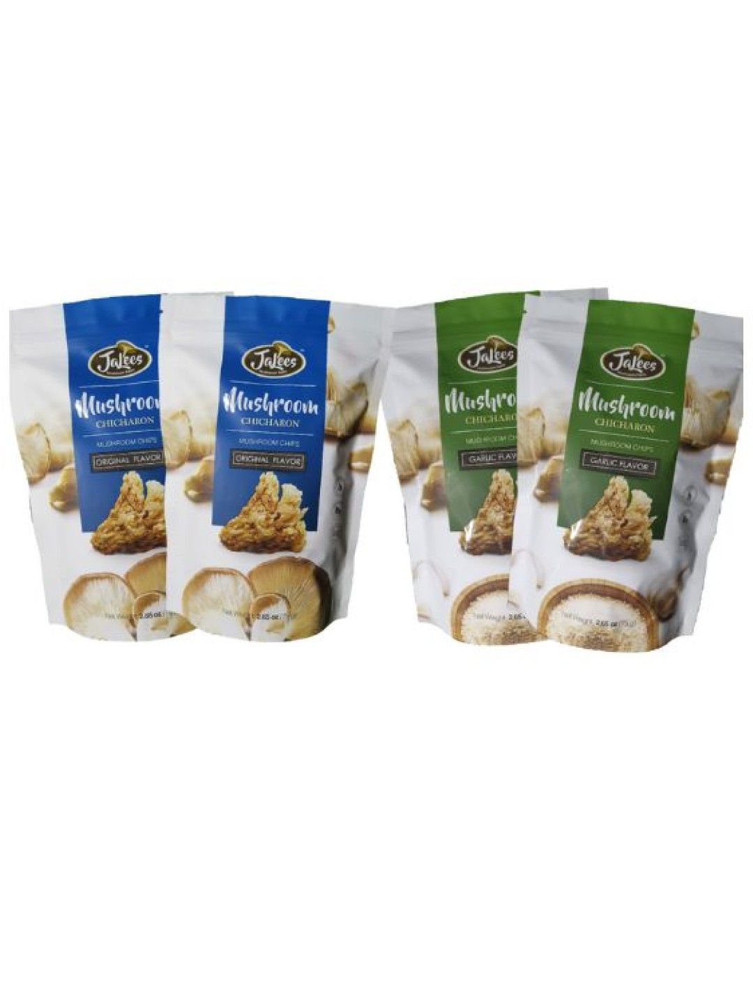 JA Lees Farms Mushroom Chicharon Bundle Of 4 X 75g (2 Original/2 Garlic ...